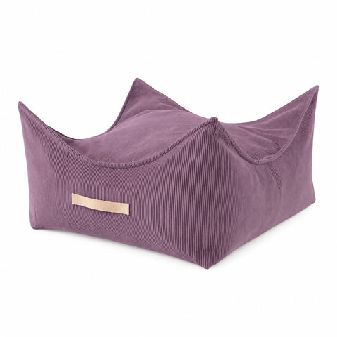 MeowBaby® firkantede børnepuf i ribfløjl – lavendel