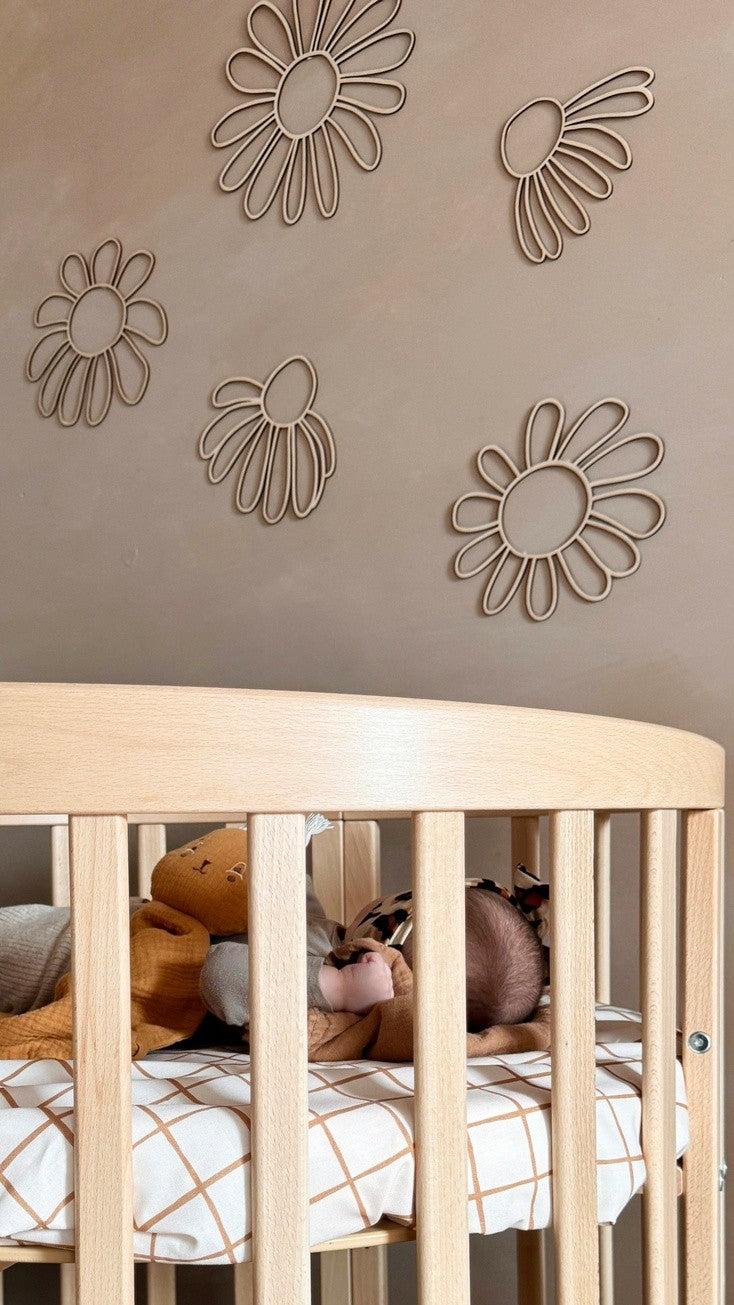 Set of 6 Wooden Flowers Wall Decoration - Daisies