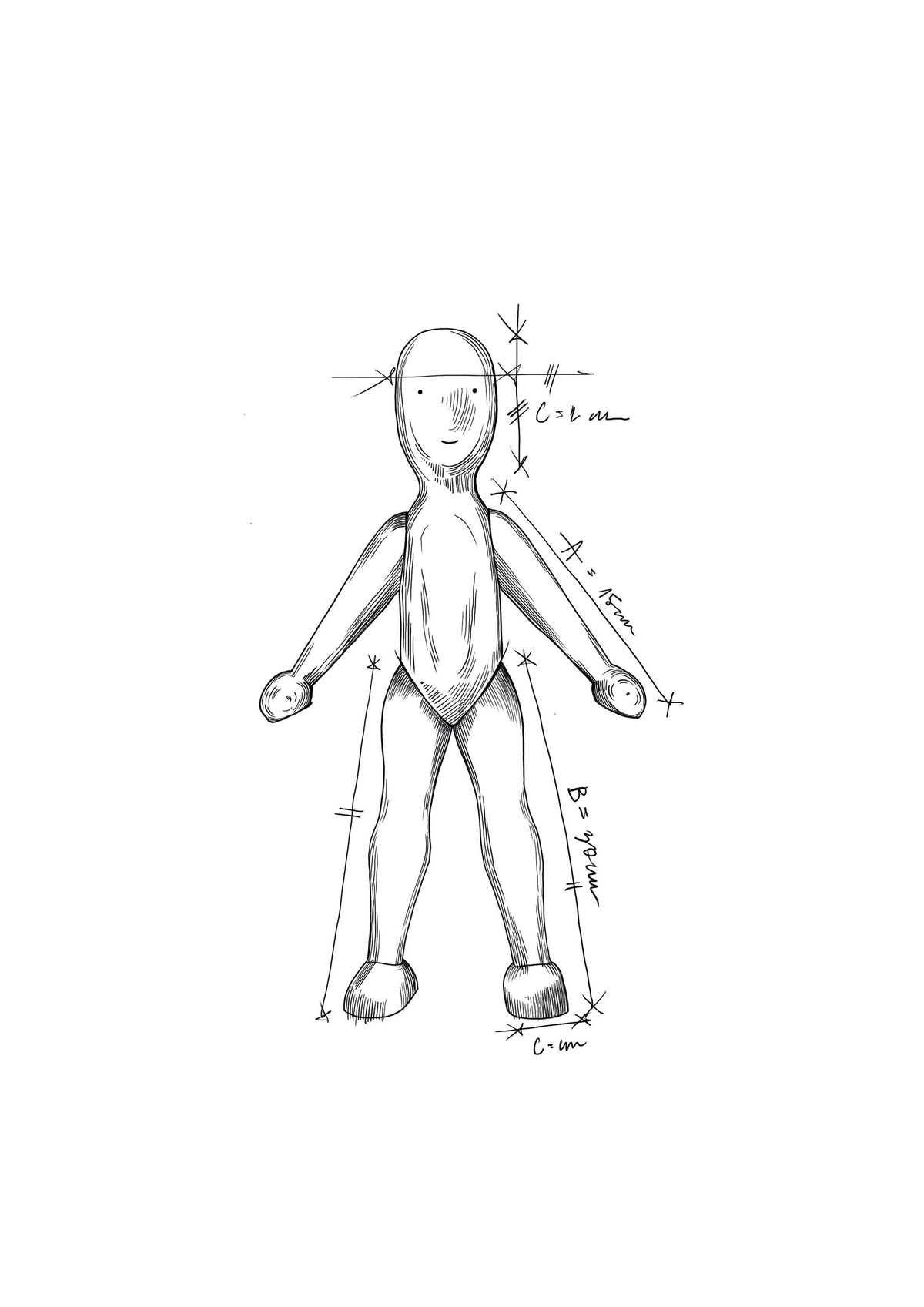 Wooden Beech Doll with Pants